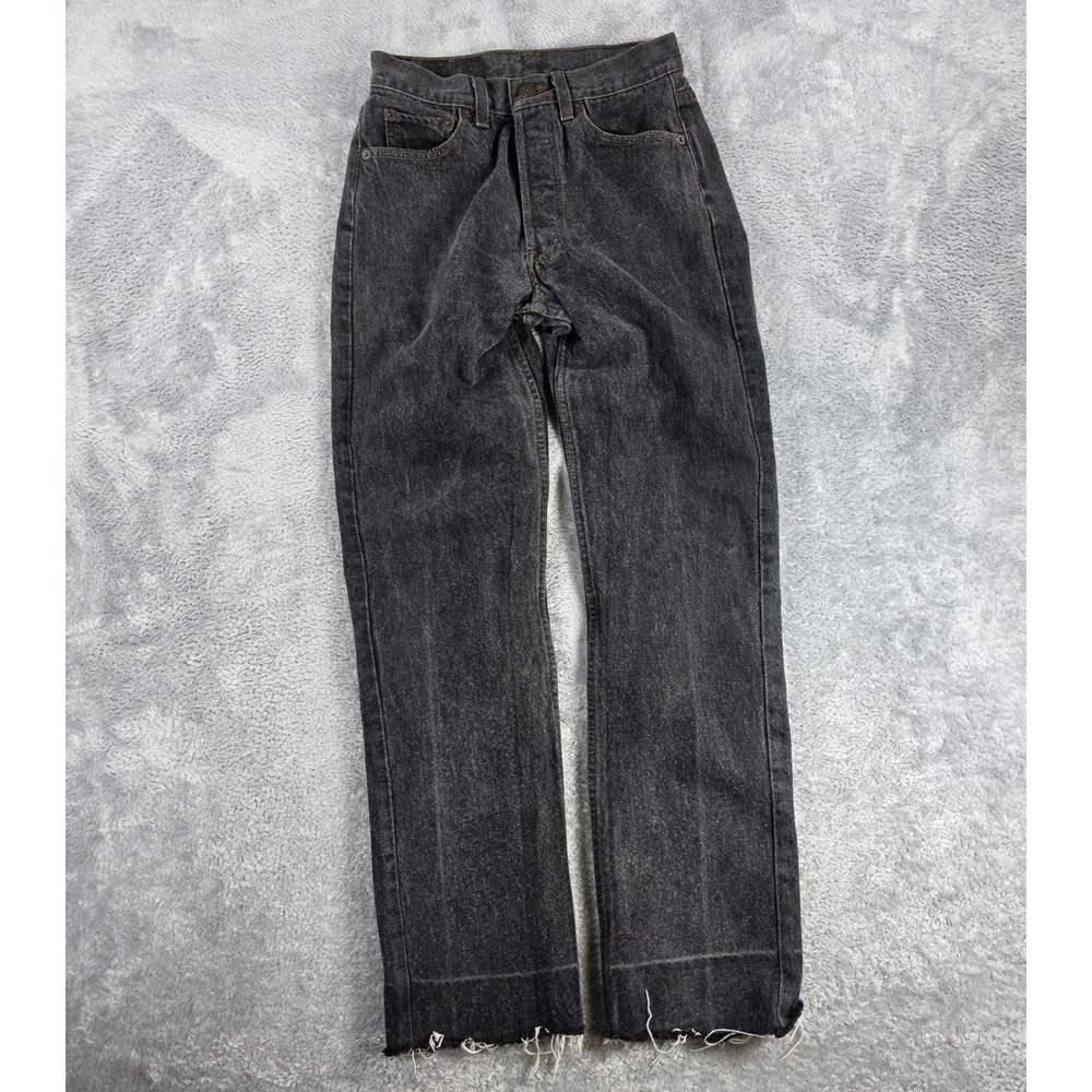 Levis 501 Vintage Straight Leg Jeans Black Gray W26 L30 Made in USA Grunge 90's